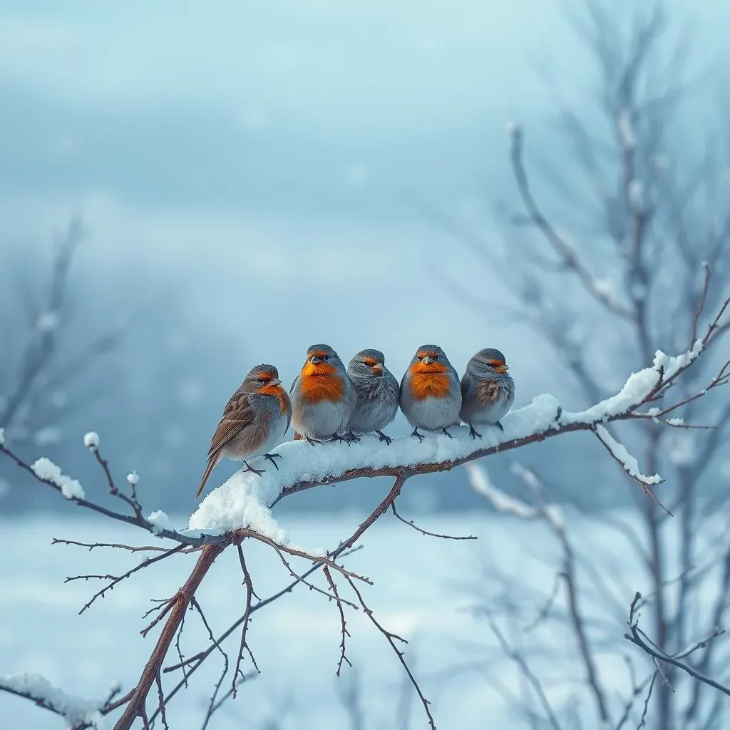 冬の野鳥観察：寒さに耐える鳥たちと雪景色